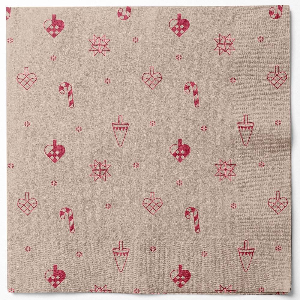 Dansk Jul Servietter Beige/Rød