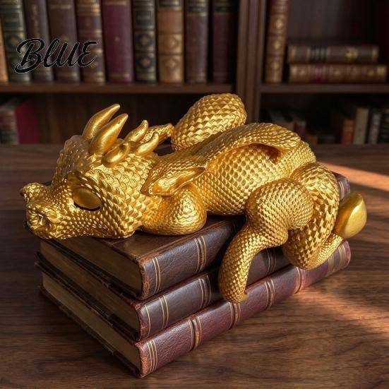 Indoor Home Library Decor Sleeping Dragon Bookshelf Decor Book Nook Figurine Gothic Reading Statue Fantasy Booksitter Ornament Shelf Desk svart