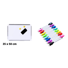 Magnetisk Whiteboard 35 x 50 cm med 8 magnetiske tusser