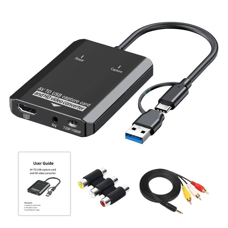 USB Video Capture AV TO HDTV Analog VHS to Digital Converter USB 2.0 Video Capture Card For TV DVD VHS Support Windows Mac Linux