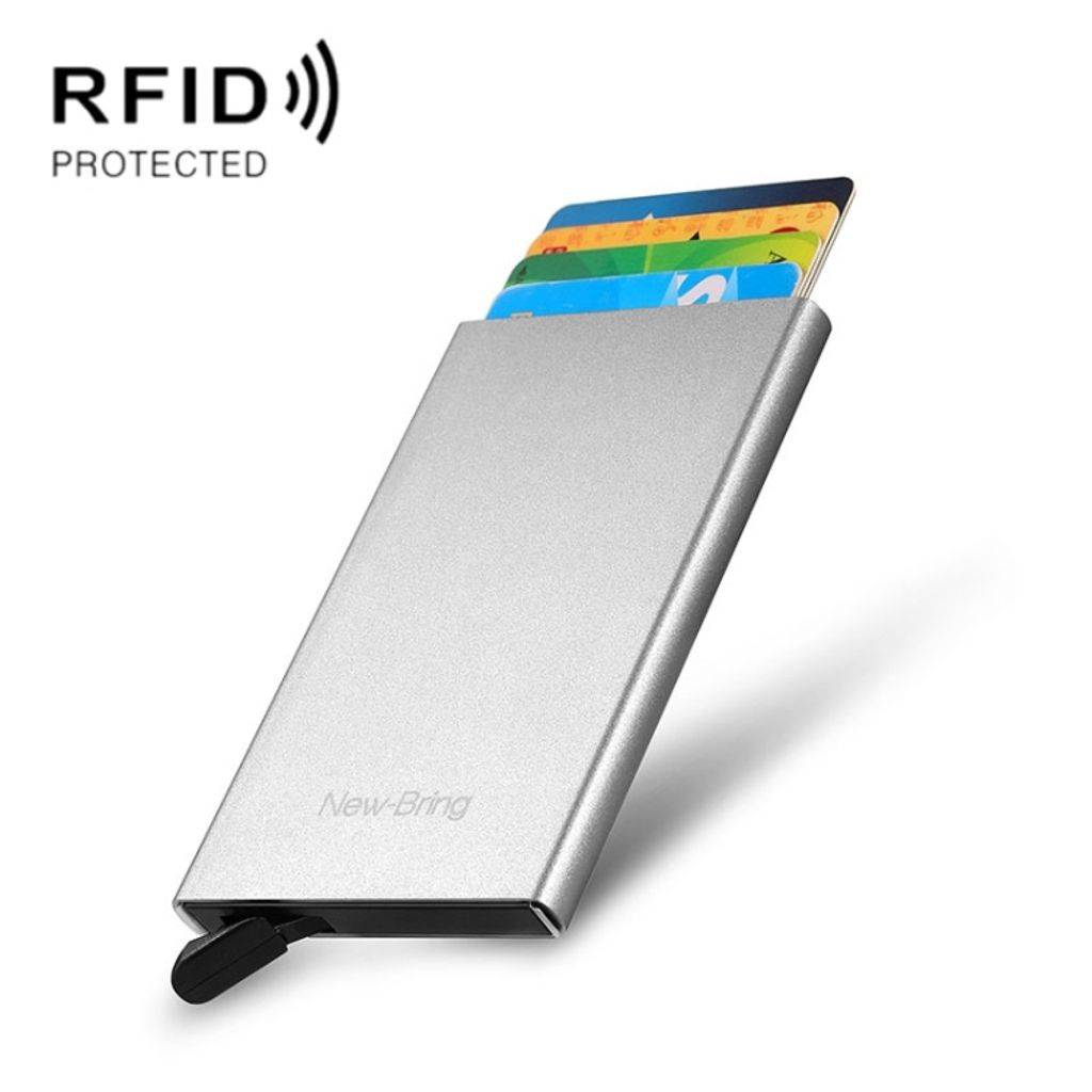 NEWBRING RFID-blockerande korthållare i metall – Silver