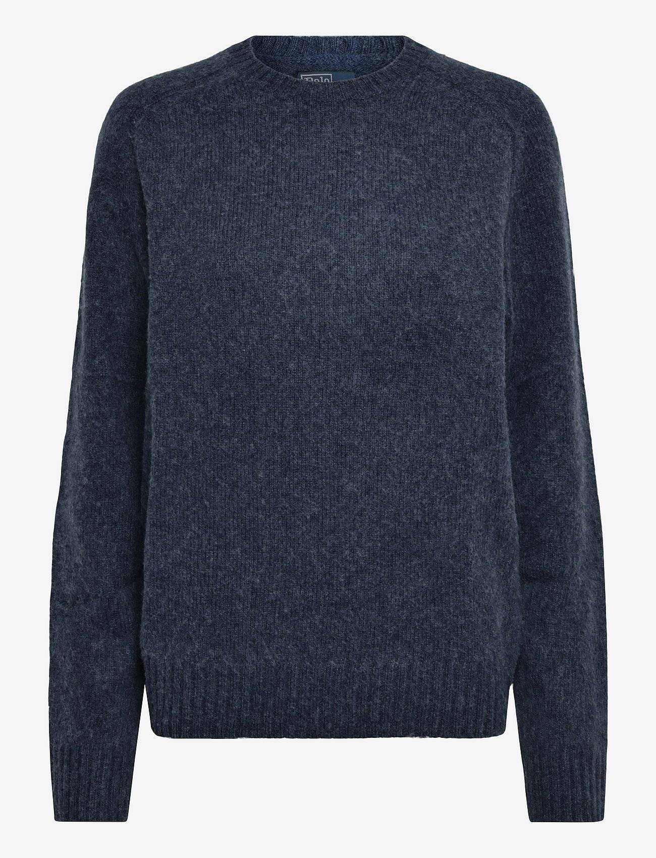 Polo Ralph Lauren Suede-Patch Wool-Cashmere Sweater - Navy - S