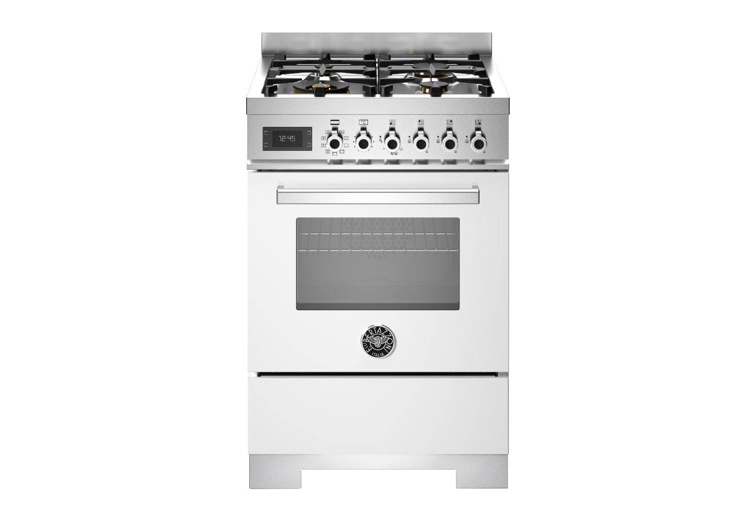 Bertazzoni, Professional-serien, Gaskomfur, 60 cm, 4 gasblus, 1 ovn. Hvid.