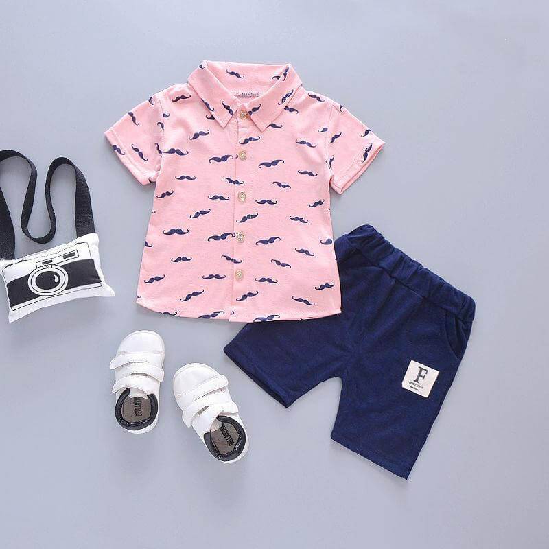 Cute Childrens Clothing Short Sleeve Cellulose Fiber Outfit - Pink / 110cm