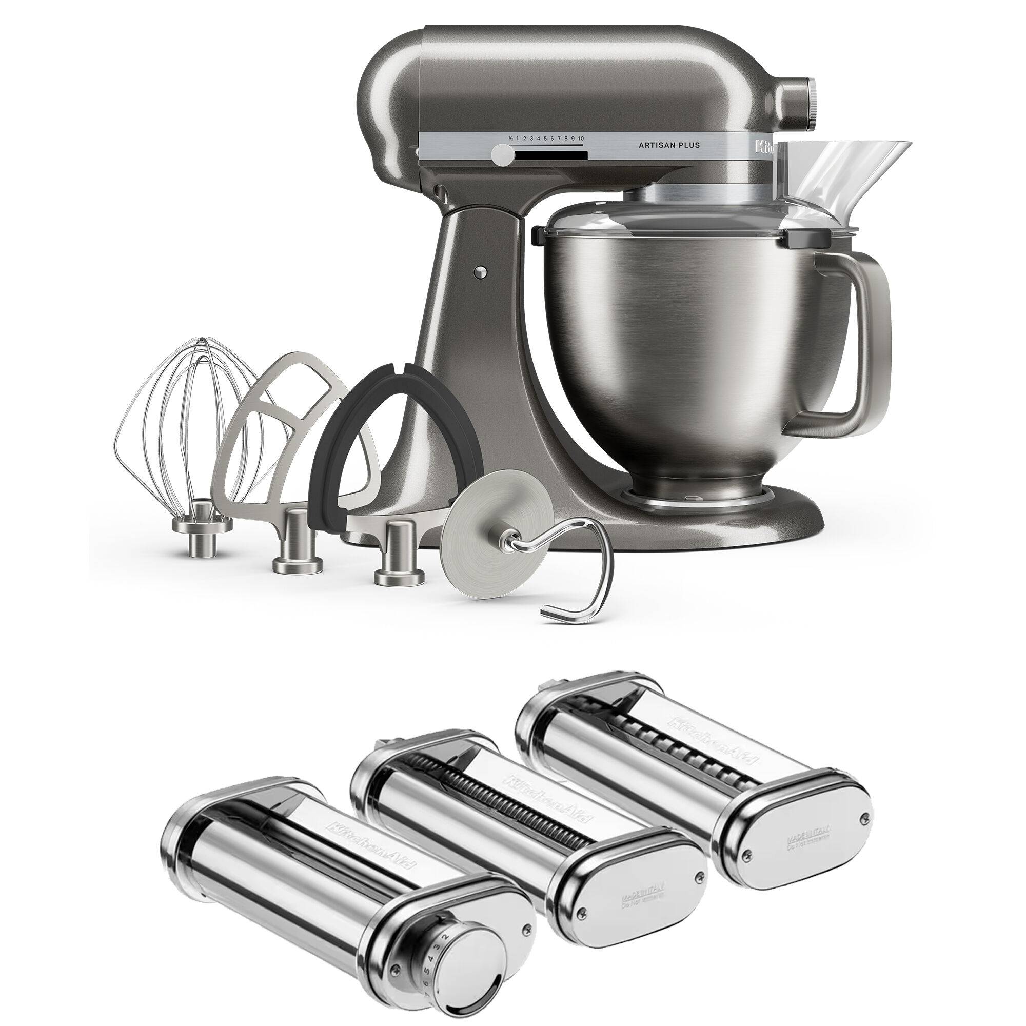 Kitchenaid Artisan Plus köksmaskin 4,7 liter med pastasets, medallion silver - Medallion silver