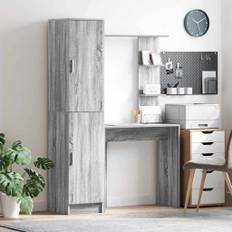 vidaXL Skrivbord med förvaring 2 pcs Grå sonoma 78.5 x 37 x 154.5 cm