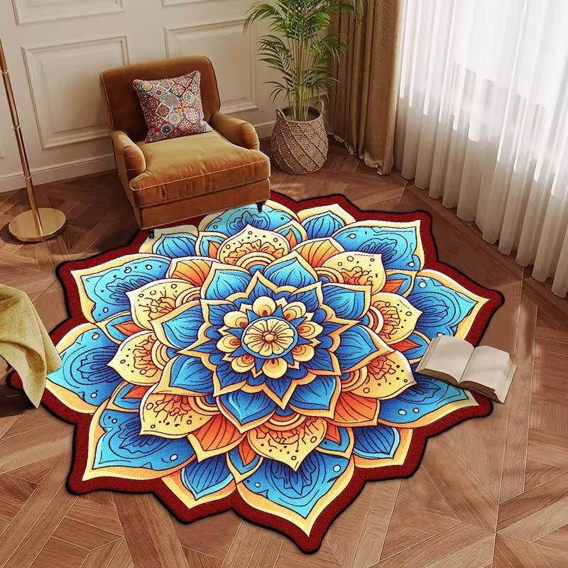 Round Carpet Large Area Rugs Washable Entrance Door Mat Bedside Living Room Decoracion Home Antiskid Floor Mat Luxury Retro 80cm 31.4 in