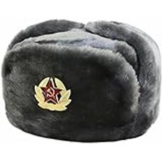 Herr rysk fångarhatt vinter varm hatt keps med sovjetisk bricka unisex fuskpäls Ushanka klaffar hatt sovjetisk stil unisex vintermössa, Grå, one size