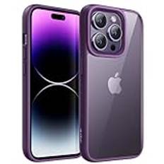 JETech Skal för iPhone 14 Pro Max 6,7-Tum, Stötsäkert Stötfångarhölje Case, Enfärgad Matt TPU-Ram, Anti-Rep Klar Baksida (Djuplila)