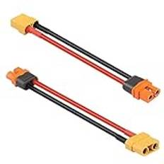 GELRHONR XT90 till XT60i konverteringsadapterkabel med 12 AWG 7,5 tum silikontråd för Ebike batteri RC Lipo batteri FPV drönare – 2-pack (XT90 hona)