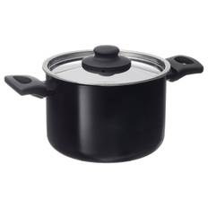 HEMLAGAD gryta med lock, non-stick beläggning svart, 3 l