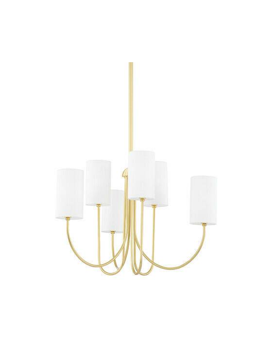 Hudson Valley Lighting Harlem takkrona antik mässing - Guld / Vit (H: 46 x Ø: 74 cm)