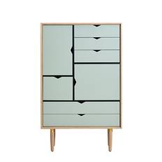 Andersen Furniture - S5 Storage furniture in oak/soap with Ocean Gray Front - B83xD43xH132 cm