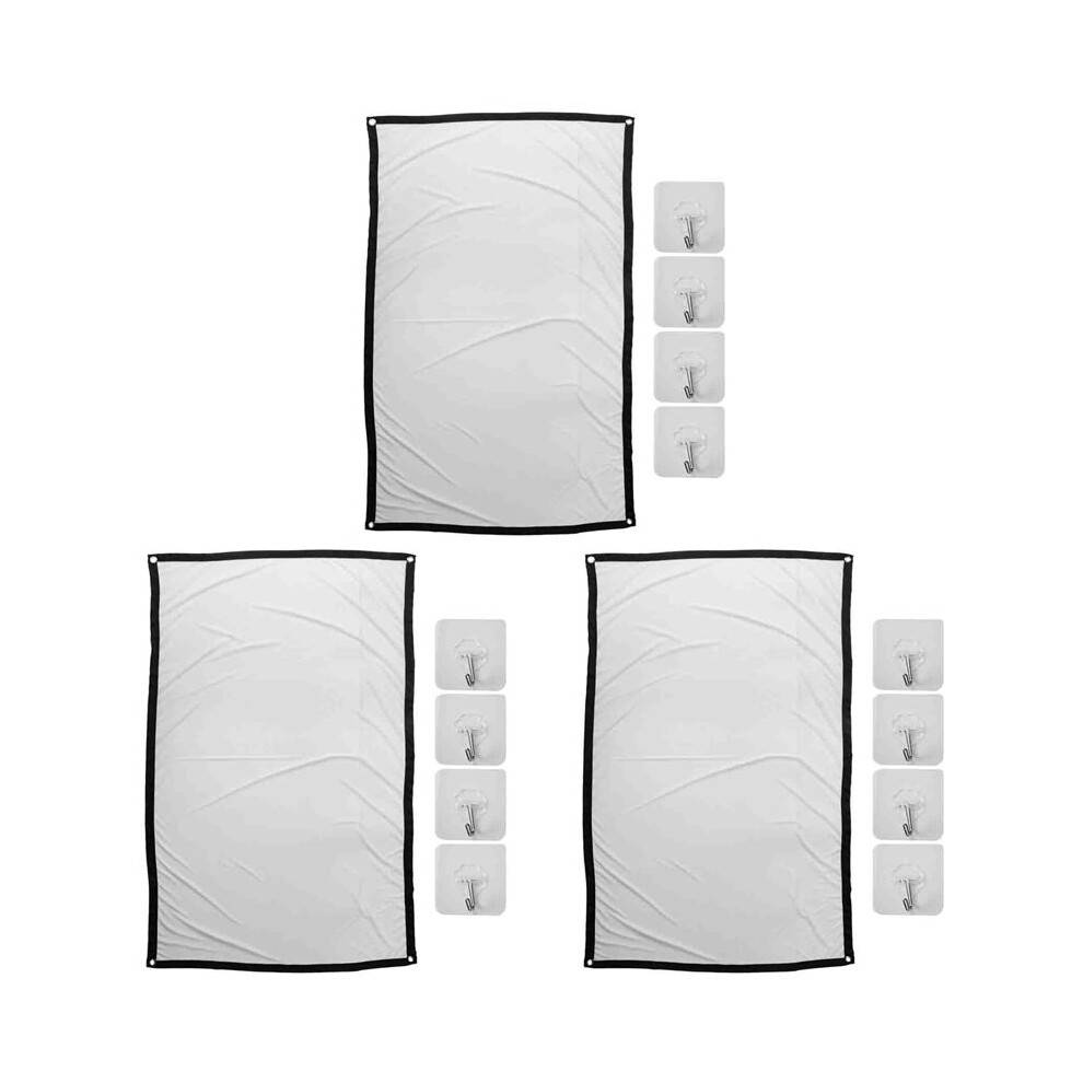 3X Portable Projector Screen for Home Theater Outdoor HD White Foldable Anti-Crease (60Inch)