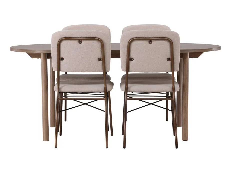 Venture Design Andy & Seda spisegruppe Beige/natur 4 stole og borde 180 x 90 cm