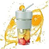 Bärbar Smoothie Blender | 350ml Uppladdningsbar Fruktjuice Mixer | Halmdesign handhållen mixer för shakes och smoothies, personlig reseblender med 6 blad, för gym