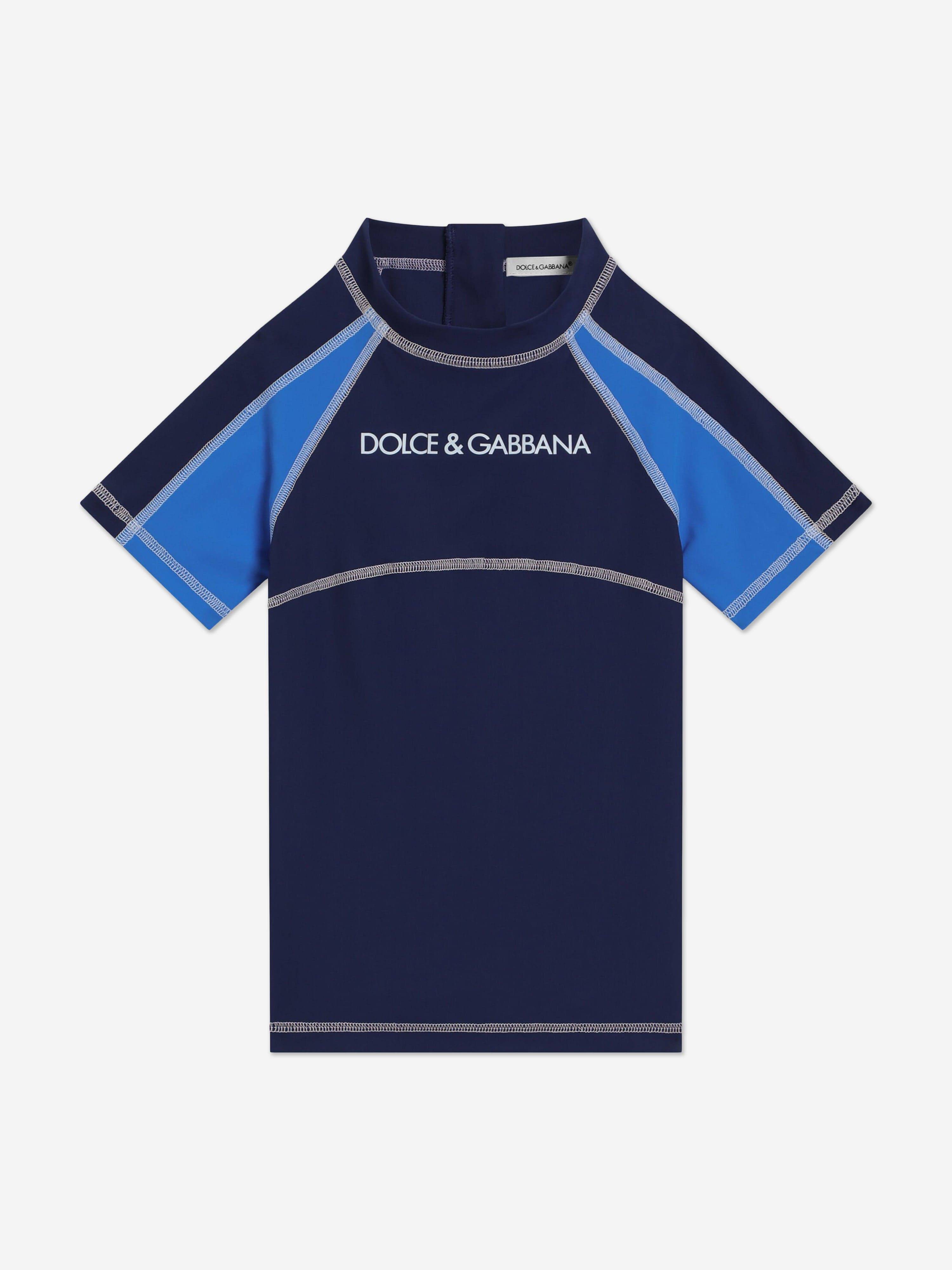 Dolce & Gabbana Boys Logo Swim Top in Navy - Navy / 10 Yrs (10 Yrs)