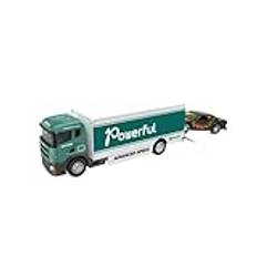 Miniature Die-cast Vehicle 1:64 Container Truck Miniatyr Modellbilar Metall Diecast Trailer Med Pull Back Transportfordon Utsökta Samlingar Scale Finished Model Car(Transport Green)