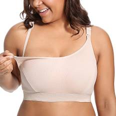 Gratlin Damer Plus Size Amnings-bh Stöd Amningssport-bh:ar Bomull Amning Gravid Bh:ar Beige L