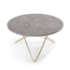 OX Denmarq O Table Sofabord Ø: 80 cm - Brass/Grey Marble