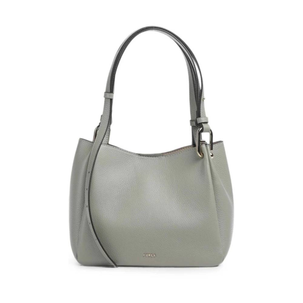 Furla Skuldertaske i kornlæder - Tasker - Dame - Grå - ONE SIZE - Uld