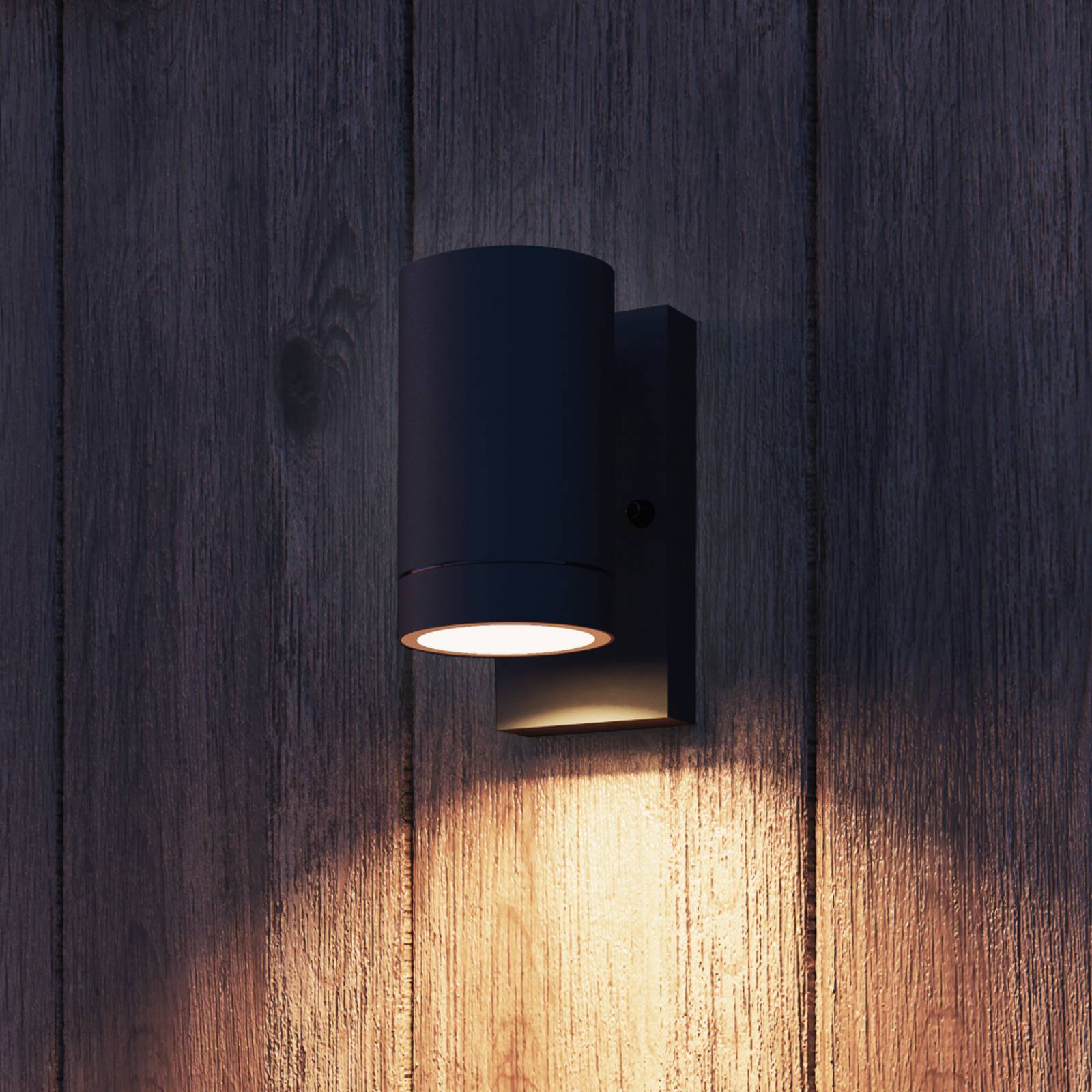 Calex Vägglampa utomhus Alba, dimbar, Svart, Aluminium / grå / zink, Modern, Utomhusvägglampa