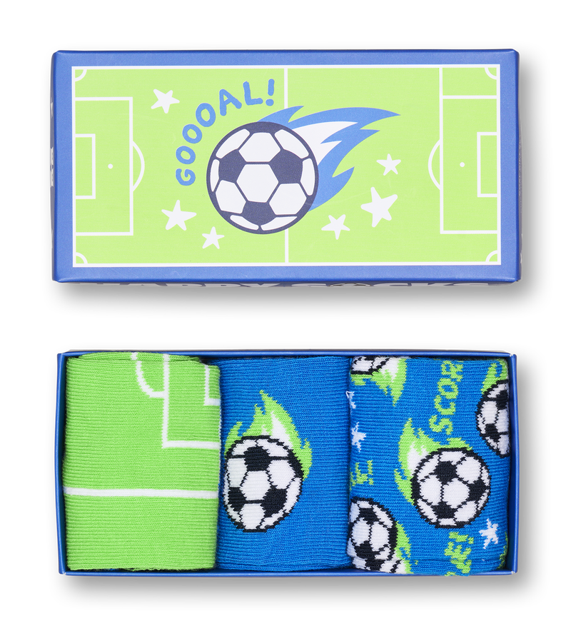 Fun Soccer Socks for Kids - 3-Pack Gift Set - Blue, Turquoise, Green (12-24 Months)