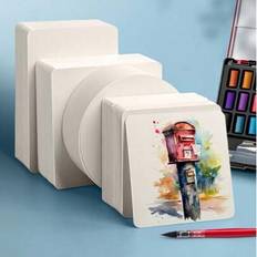 50 st. blankt akvarellpapper, 300 g/m² förtjockat, lämpligt för professionell akrylfärg, gouache, bläck, oljemålning, vykort, konstnärsmaterial för el - uppsättning (Rektangulära 10x15-50 ark)