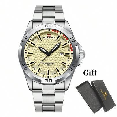 Herrklocka Presentask Set 45mm Silverring Svart Skal Rostfritt Stål Klocka Moderiktig Honungskaka Urtavla 114g Quartz Urverk Enkel Herrklocka Lämplig