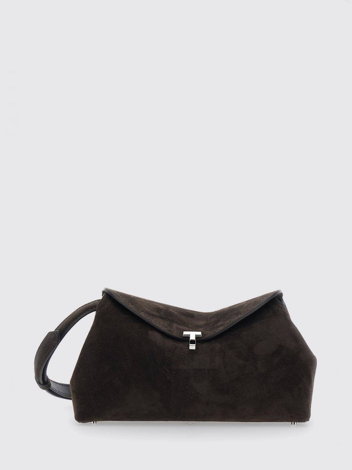 TOTEME T-Lock Wildleder-Clutch mit metallischem Monogramm - OS