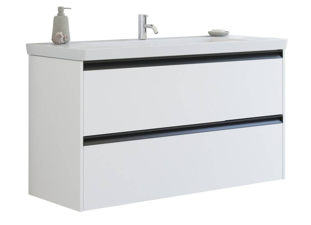 Scanbad underskab med vask Delta/Lazuli integreret greb mat hvid 120 cm