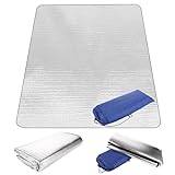 Aluminium liggunderlag skummattor 195 x 195 cm vikbar isoleringsmatta för camping vattentät termomatt antifukt golvmatta, ultralätt isolerande filt, värmeisolerande campingmatta för yoga, sport