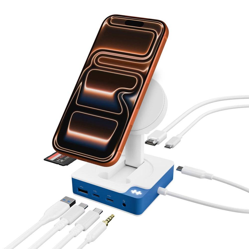 Hyper HyperDrive Flex MagCharge USB-C Docking Station - Hvid / Blå