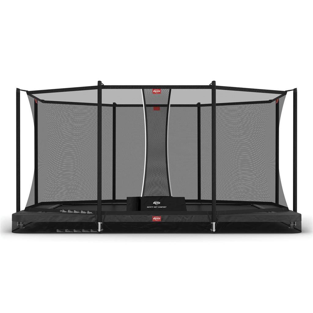 Studsmatta BERG Inground ULTIM Favorit Grå 410x250 AirFlow rektangulär + skyddsnät Comfort