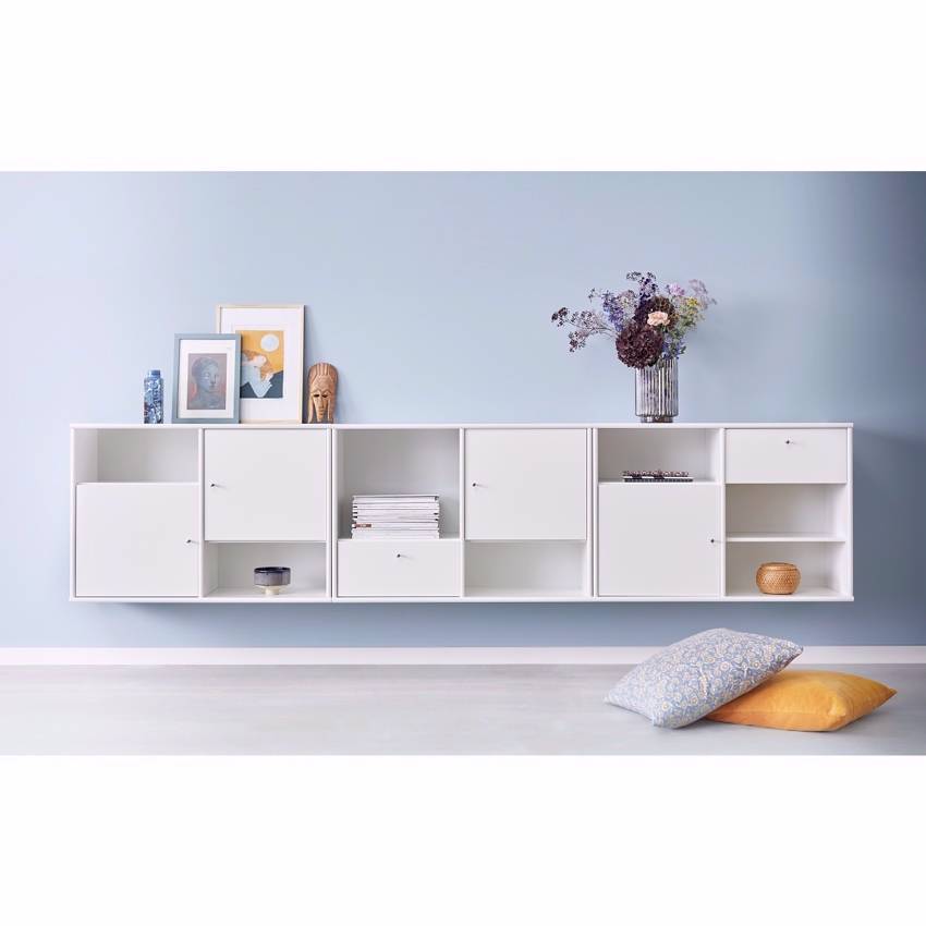 Mistral Reolsystem – Snehvid med Opbevaringsplads 266 cm x 61 cm x 42 cm | Møbelsalg.dk