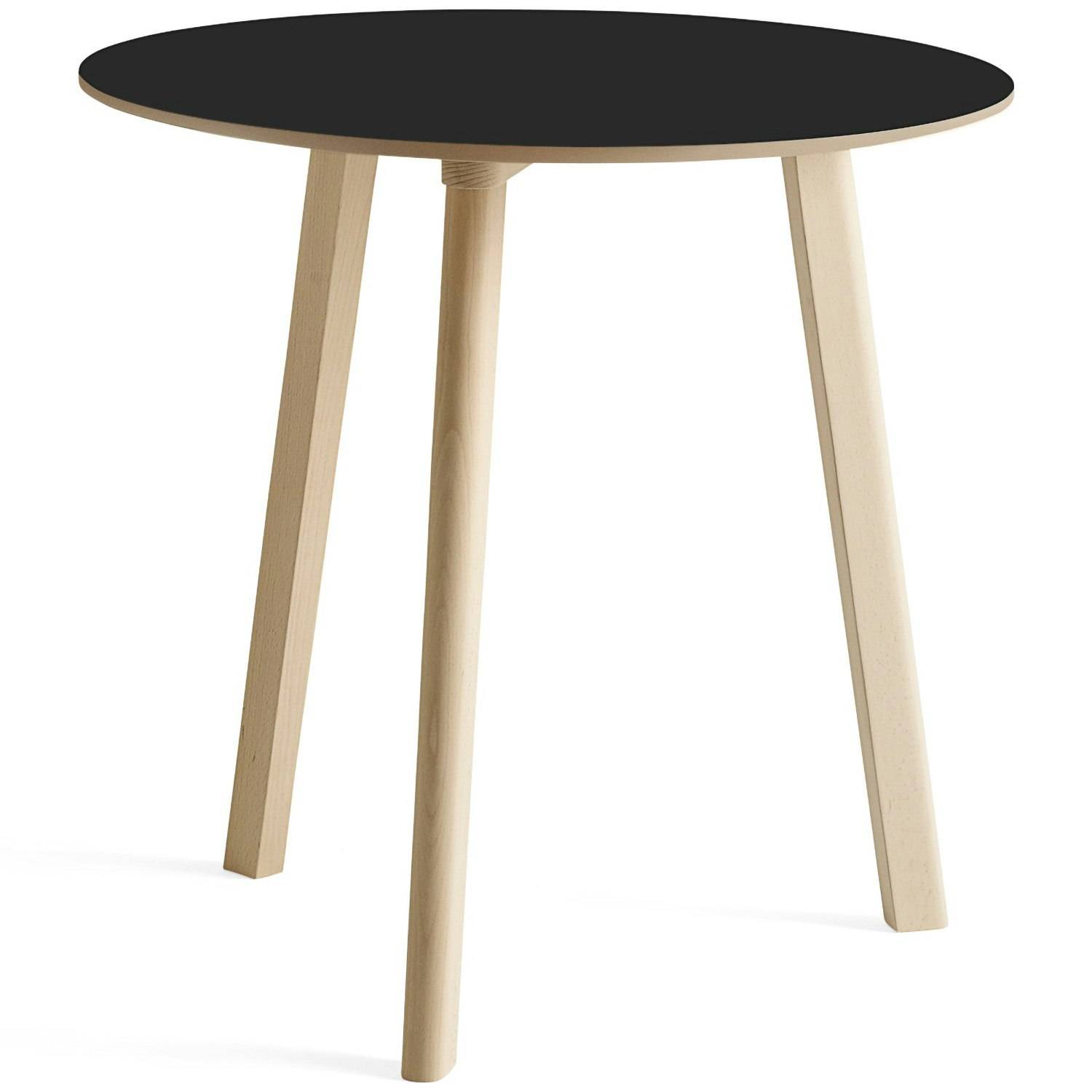 Hay Cph Deux 220 2.0 Bord Ø75 Cm / Ubehandlet Bøgetræ - Spisebord & Barbord Laminat Sort - AE854-A327-AR38.
