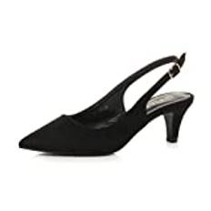 AJVANI dam damer låg mellanklack 50-tal slingback spänne spetsig domstol skor storlek, Svart mocka, 40 EU