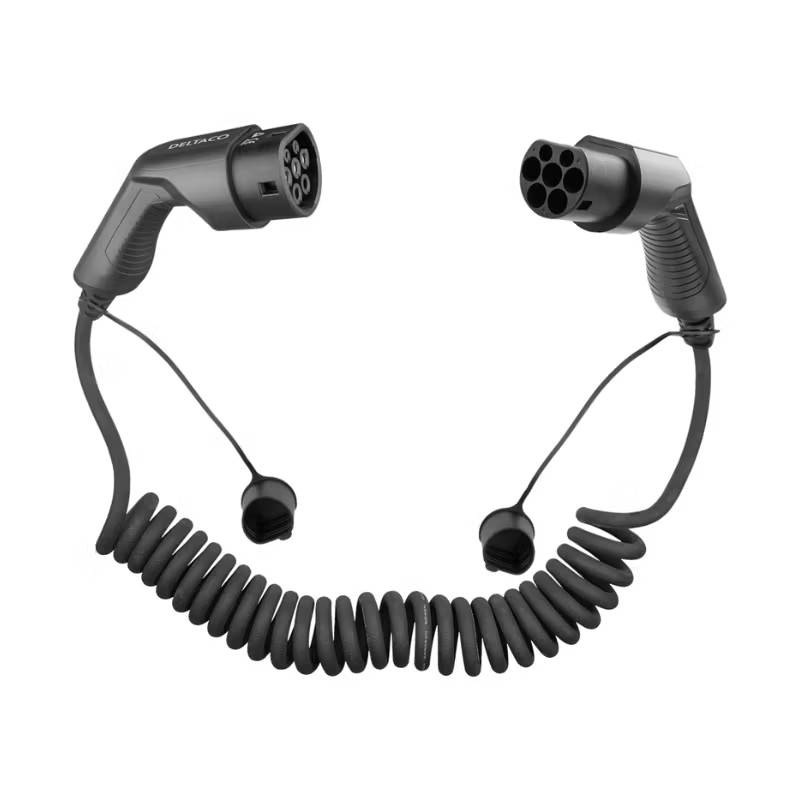 Spiral-laddkabel för elbil Typ 2, 16A, 3-fas, 11kW, spiral