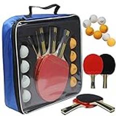 MAPOL Ping Pong Paddle Set – 4 professionella bordtennisracketar/paddlar – 8 premium 3-stjärniga bollar, bärbar fodralhållare ingår