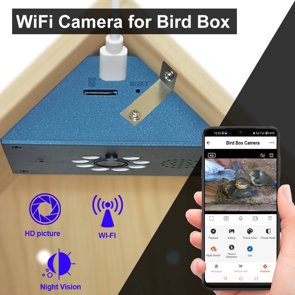 Tuya Smart Life WiFi HD Camera for Bird House Wireless APP Remote Live View Night Vision Plug-in Power Easy Install DIY Gift
