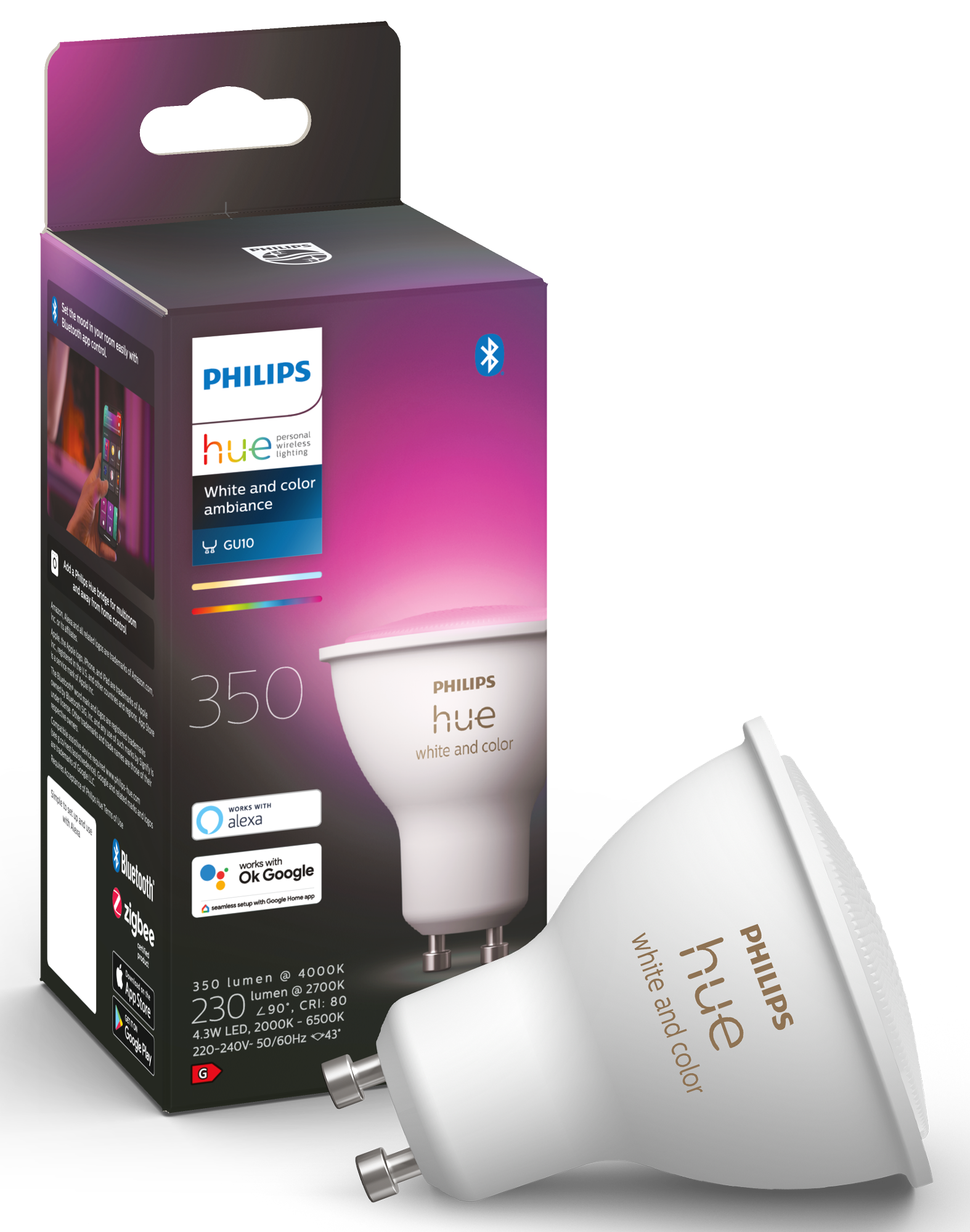 Philips hue led spot 6w white color ambiance gu10
