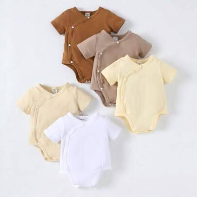 Bebis Pojke Enfärgad Framtill Knappar Kroppsuits - Multifärgad (6-9M,0-1M,1-3M,3-6M)