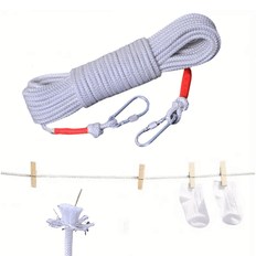 1pc 15m White Steel Core Clothesline For Outdoor Use, Portable & No Drill Nylon Rope For Drying Clothes & Blankets Camping Stuff