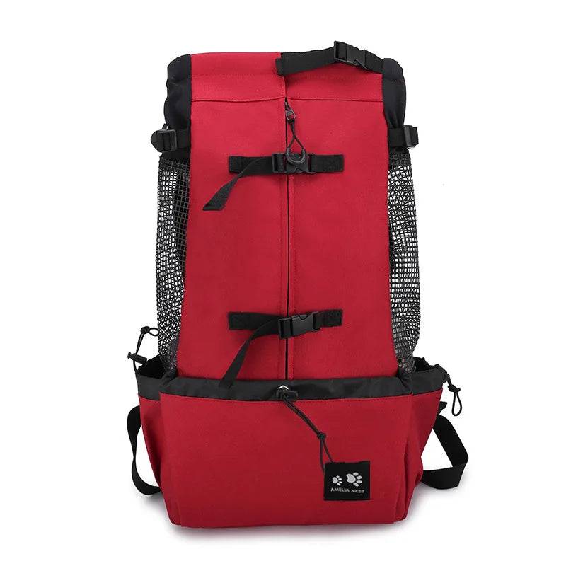 Breathable Nylon Dog Carrier Backpack | Small to Medium Dogs up to 28kg | Cycling & Outdoor Travel - Red / L-advise 8-16kg / SPC