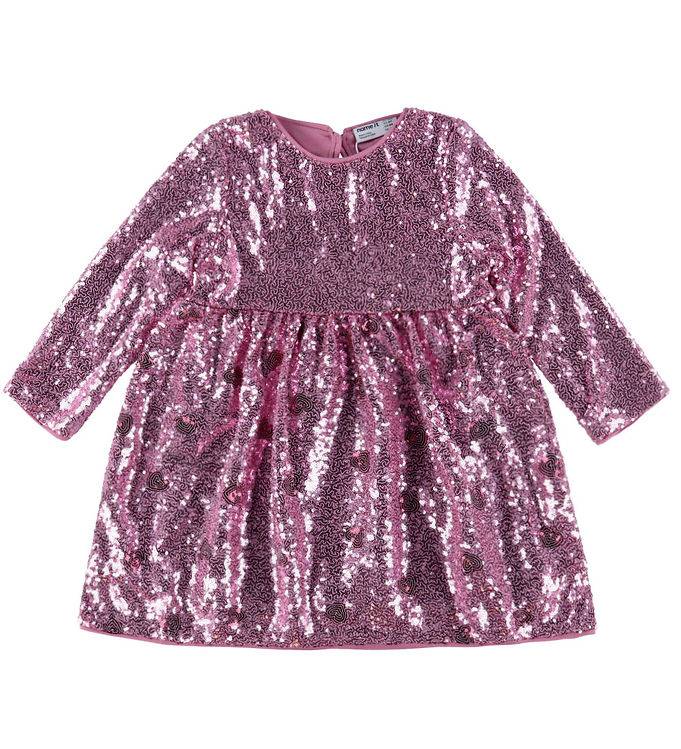 Name It Klänning - NmfRuscing - Lilac Påse m. Paljetter - Name It - 7 år (122) - Klänning
