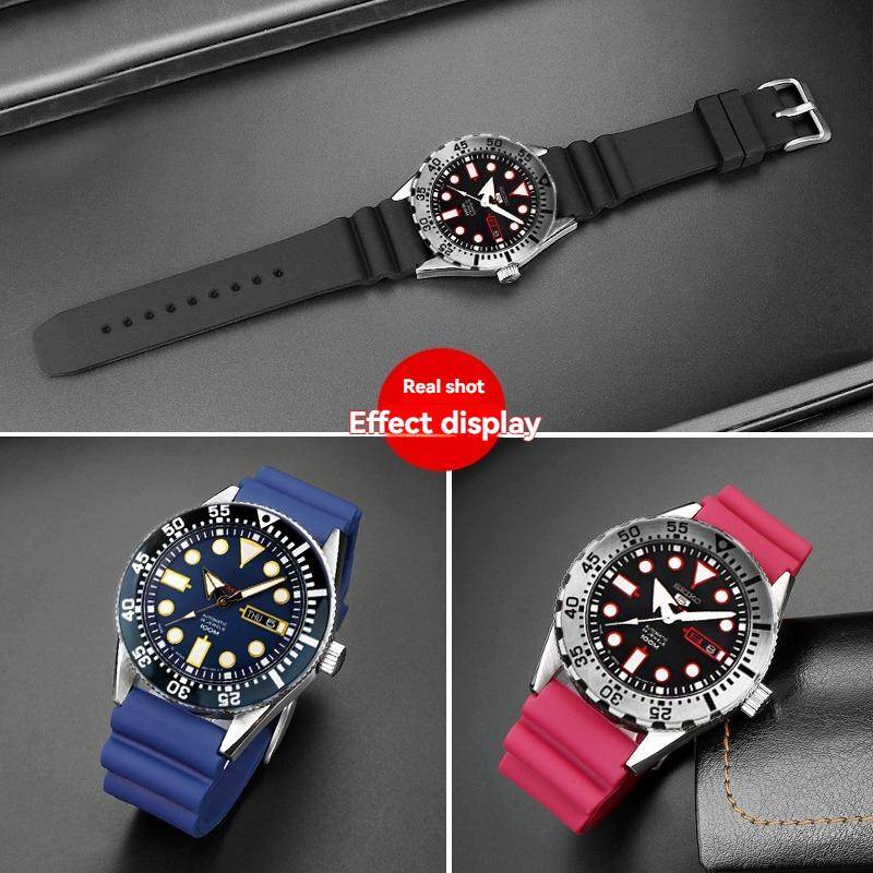 22 mm Gummiband för SEIKO 5 SKX007 SKX009 Turtle Mini MM SRPD Monster - Svart Blå Grön Dykarklocka Armband Sportarmband orange