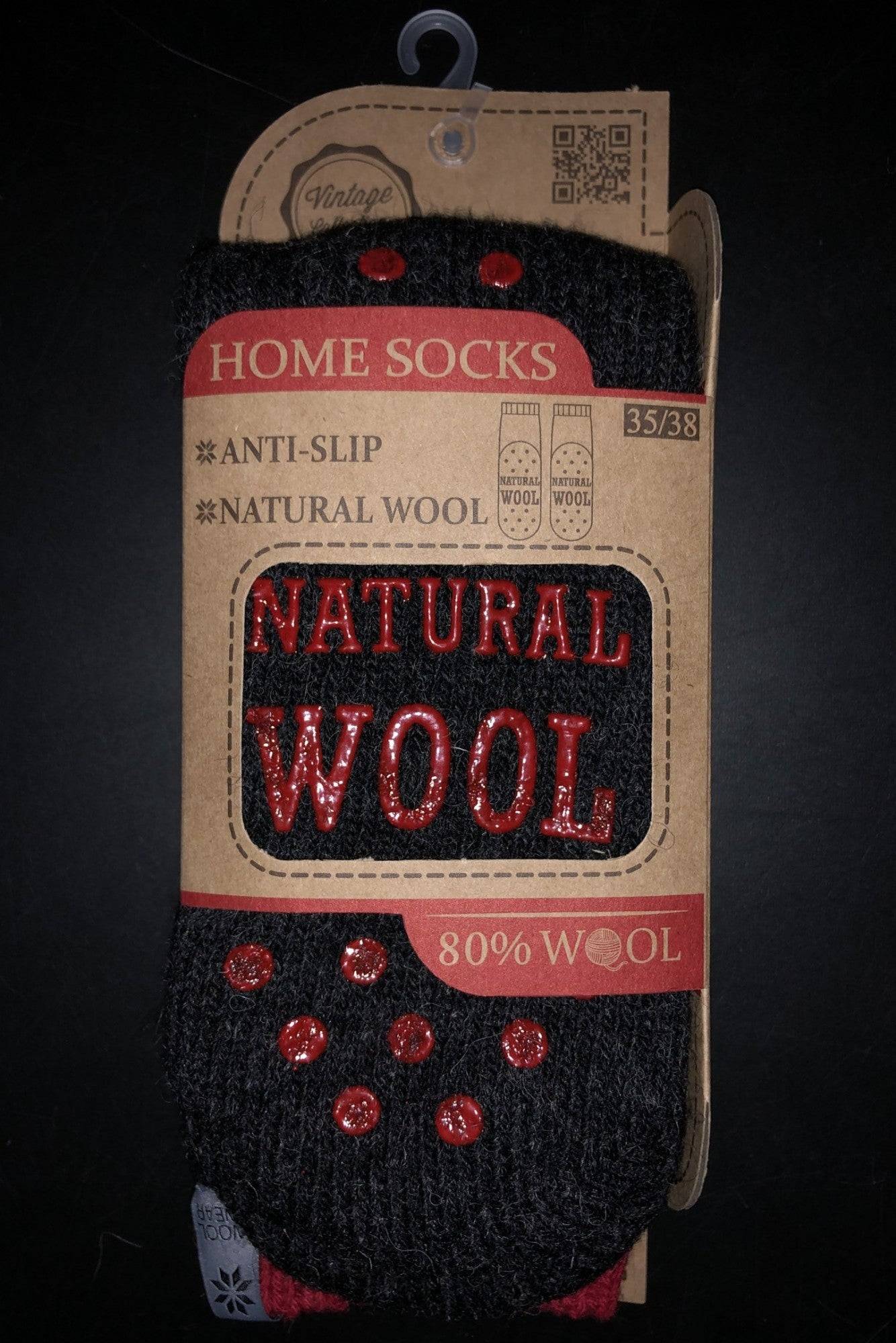 Woolwear skridsikre sokker med silikone dupper - Koks - 39-42