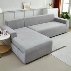 WULTNICEW Sofa Überzug Sofaschoner Sofabezug 2 Sitzer, Sofa Bezug Stretch Sofa Cover Überwurf Universal Couch überzug, Ecksofa für L Form Erfordert Zwei Couchbezug(2SITZER, Hellgrau)