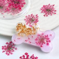 10 blommor/ask torkade blommor fyllmedel - färgglada epoxihartsformtillbehör för DIY smyckestillverkning, hantverksdekorprojekt, hantverkstillbehör | - Rosa