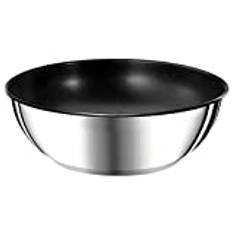 Tefal Ingenio Preference Wokpanna 26 cm, induktion, rostfritt stål, non-stick-beläggning, stapelbar, diskmaskinsäker, tillverkad i Frankrike L9737702, grå